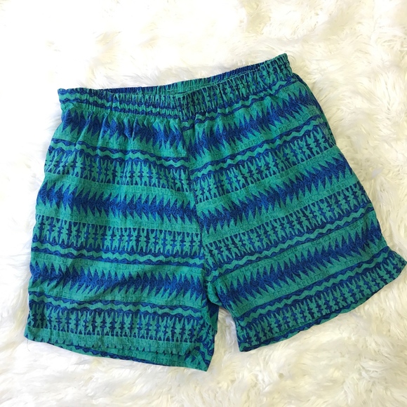 Vintage G2000 Men's Teal Blue Abstract Swim Shorts - Picture 1 of 6